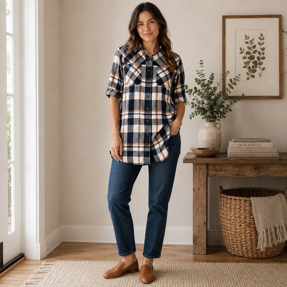 Duluth Trading Co Black and White Tunic